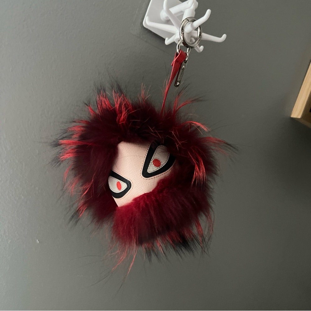 Fendi Red Fur Bag Bugs Leather Key Chain / Bag Charm WOB - Picture 4 of 12